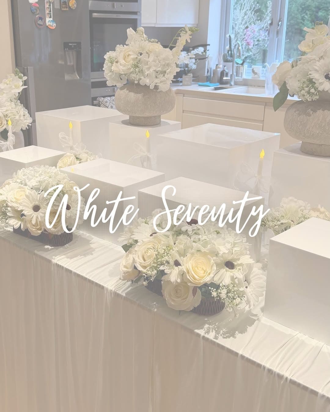 A social-first title frame for the White Serenity styling concept.